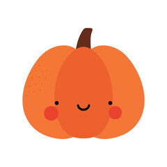 Pumpkin kawaii logo, smile face vector 