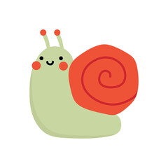 Snail kawaii logo, smile face vector handdrawn 