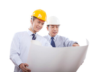 The East Building Engineers discuss blueprint