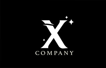 Obraz premium X alphabet letter logo for business and branding. Simple creative star design with swoosh in black and white colors. Can be used for a luxury company or icon lettering