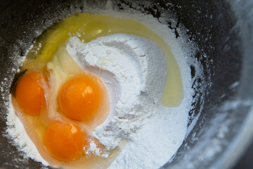 eggs with rice flour. dough preparation