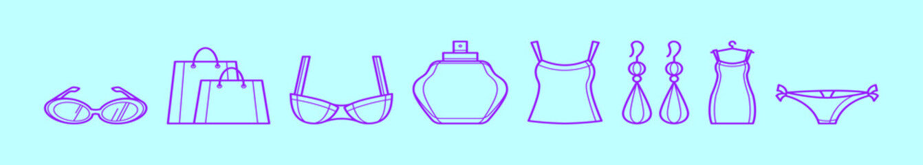 set of fashion cartoon icon design template with various models. vector illustration isolated on blue background