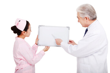 The doctor and nurse holding a whiteboard