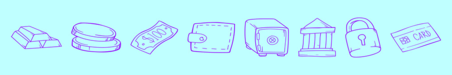 set of business cartoon icon design template with various models. vector illustration isolated on blue background