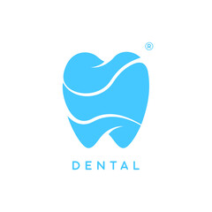 Blue dental with wave water style for dentist logo template