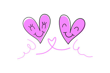 A couple of pink heart for love concept