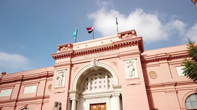 shot of the main facade of the egyptian museum in cairo in egypt
