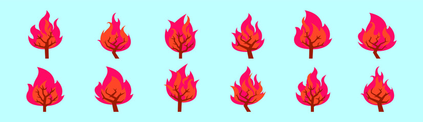 set of burning bush cartoon icon design template with various models. vector illustration isolated on blue background