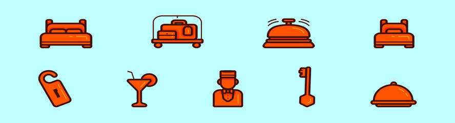 set of concierge cartoon icon design template with various models. vector illustration isolated on blue background