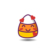 Candy Corn Heart Emoji Icon - Smiley Emoji Icon Set, Vector Cartoon Illustration.