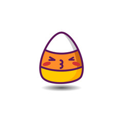 Candy Corn Kissing Closed Eyes Emoji Icon - Smiley Emoji Icon Set, Vector Cartoon Illustration.