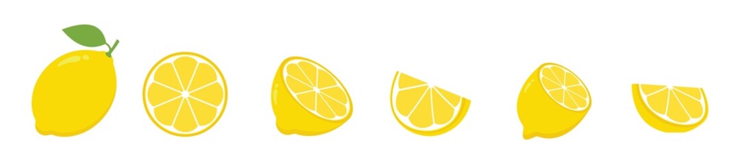 Fresh lemon fruits icon, Yellow Lemon slice, vector illustration 	 - obrazy, fototapety, plakaty