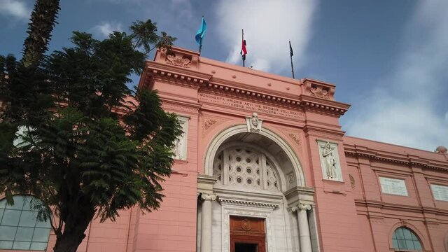 shot of the main facade of the egyptian museum in cairo in egypt
