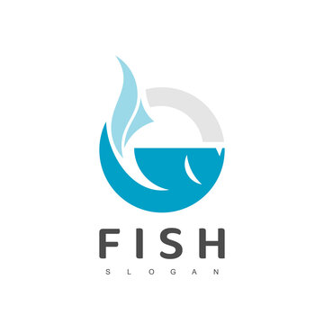 Fish Logo Design Template, Seafood restaurant Logotype, Fish Farm Icon