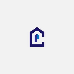 Logo Home letter C and P in middle, Concept initial CP and Home unique design.