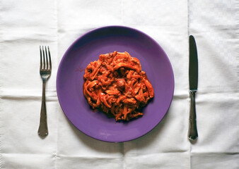 October 2016-italian dish with trippa, Tuscany, Italy