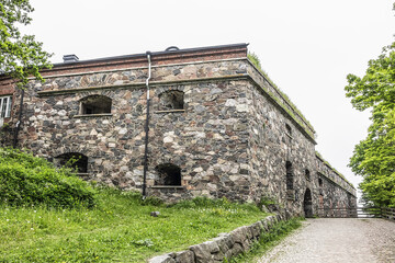 Fototapeta na wymiar Remains of Suomenlinna fortress. Suomenlinna (Sveaborg) - sea fortress, which built gradually from 1748 onwards on a group of islands belonging to Helsinki district. Helsinki, Finland.