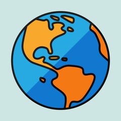 Simplicity freehand world map sketch on globe.