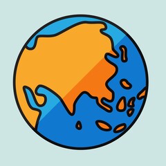 Simplicity freehand world map sketch on globe.