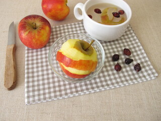 Apple peel tea with dried rose hips