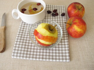 Apple peel tea with dried rose hips
