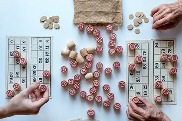 Lotto Family Board Game. Play at home on a cold winter day or in a new pandemic environment. The view from the top.