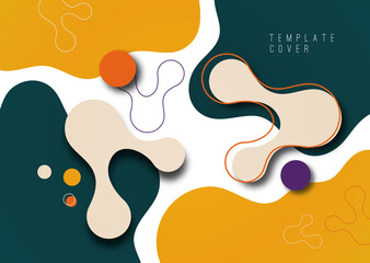 Colorful geometric background design. Composition of flowing shapes with trendy colors. Design for poster, page, flyer, cover. Vector