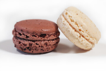 Chocolate and Vanilla Macaroons on White