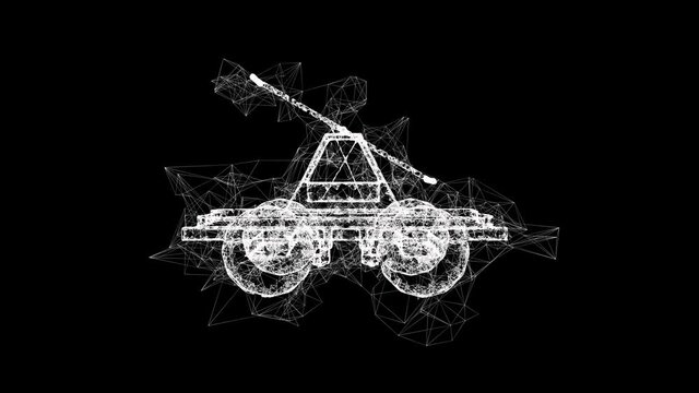 Handcar transportation. Draisine or rail vehicle. Wireframe low poly mesh technology. Available in 4K FullHD and HD video