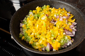 colorful vegetables cooking soup stewing vegetables
