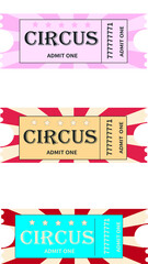 coupon ticket for a discount to the circus three types in retro style