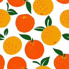 Vector oranges background. Vector seamless mandarins background. Vector oranges fruits seamless pattern.