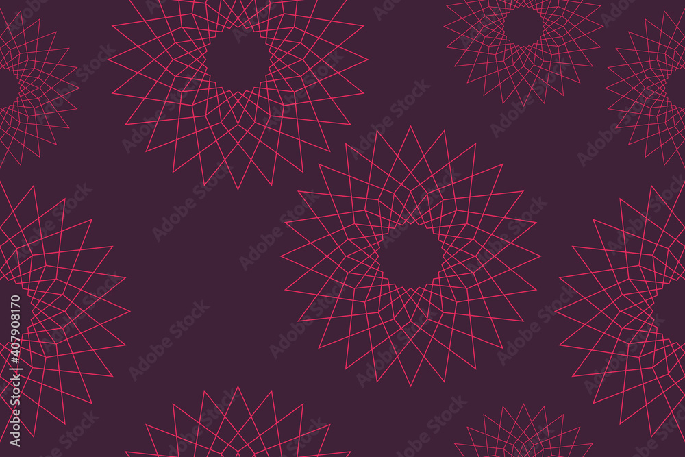 Wall mural seamless, abstract background pattern made with repetitive, geometric lines in flower abstraction. m
