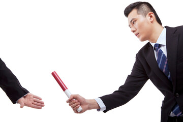 Business people in passing the baton