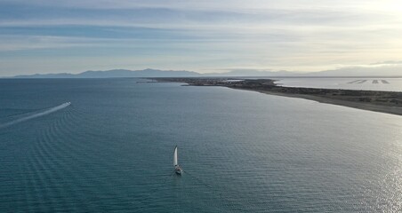 survol du littoral de l'Aude de Leucate-plage à port-Leucate