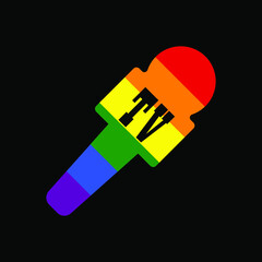 Lgbt color tv microphone on black background, symbol or sign for design, vector illustration