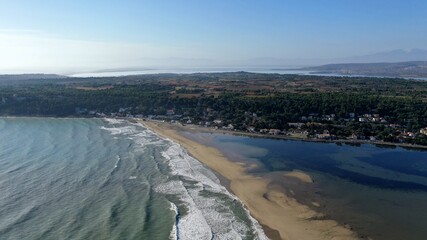 falaise et plage de Leucate et la Franqui, vue du ciel