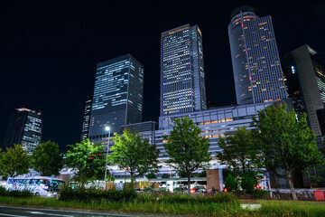 愛知県名古屋市 夜の名古屋駅 太閤通口