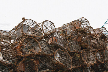 overlapping metal fishing net