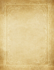 Old grunge paper background with decorative border.
