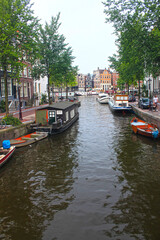 Fototapeta na wymiar Amsterdam Canal and Boats