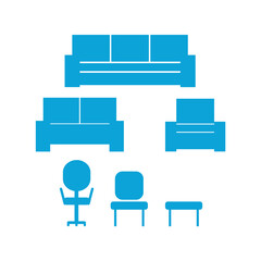 chairs with sofa. vector graphics