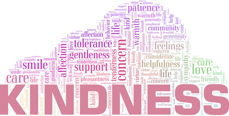 Kindness vector illustration word cloud isolated on a white background.