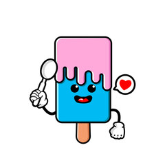 cute ice cream cartoon mascot character