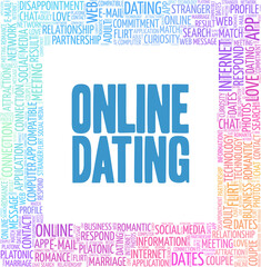 Fototapeta premium Online dating vector illustration word cloud isolated on a white background.