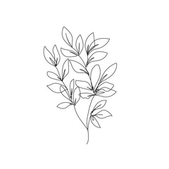 Vector Leaves One Line Drawing. Botanical Poster. Modern Line Art Drawing. Perfect for Home Decor, Wall Art Posters, or t-shirt Print, Mobile Case. Botanical Poster, Print, Background