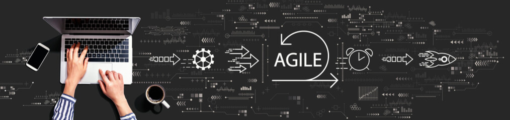 Agile concept with person using a laptop computer