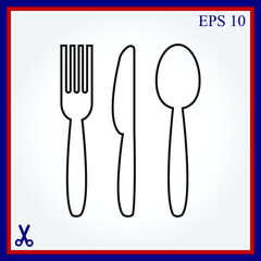 Cutlery - knife, fork and spoon vector icon