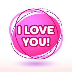 Vector greeting card I Love You! Pink event invitation. Valentines Day flyer