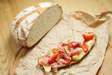 bruschetta with tomato and cheese